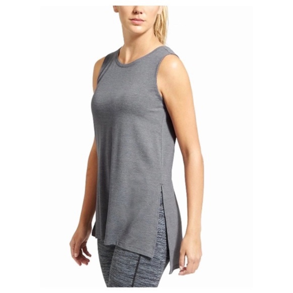 Athleta Tencel Blend Side Split Charcoal Tank Top - Size Small